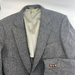 Johnny Carson Vintage Tweed Blazer Plaid Wool Sport Coat USA Est 40R Academia